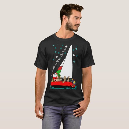 T-shirt Père Noël de Noël en voilier de voilier (Devant entier)