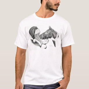 T-shirt Père Noël de Noël et Cheval de Peinture