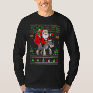 T-shirt Père Noël de Noël laid montant un chien Terrier à