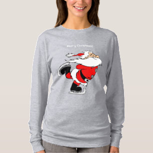 T-shirt Père Noël de patinage de texte personnalisé