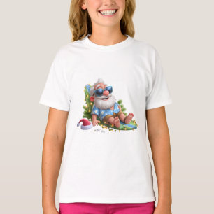 T-shirt Père Noël de plage Été Vacances Guirlandes de Noël
