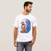 T-shirt Père Noël de surf (Devant entier)