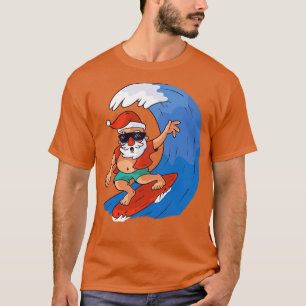 T-shirt Père Noël de surf coloré amusant avec pipeline géa