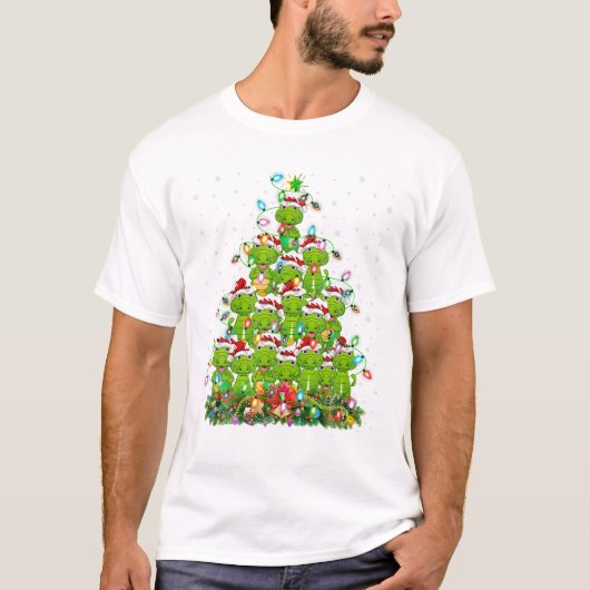 T-shirt Père Noël d'éclairage des arbres de Noël (Devant)