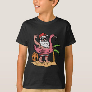 T-shirt Père Noël d'été Flamingo Flotteur Noël drôle en ju