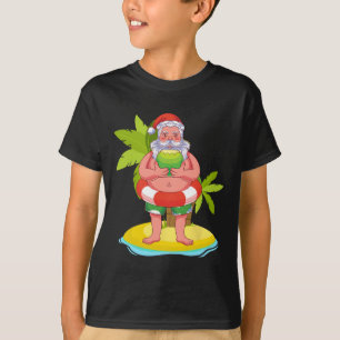 T-shirt Père Noël d'été hawaïen Noix de coco Noël exotique