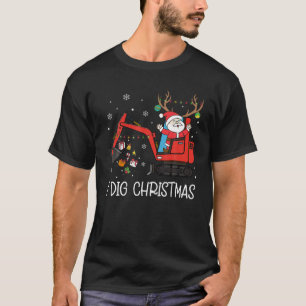 T-shirt Père Noël Dig Chariot de Noël Excavateur de constr