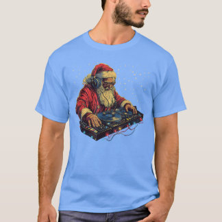 T-shirt Père Noël DJ qui fait tourner des rythmes de Noël