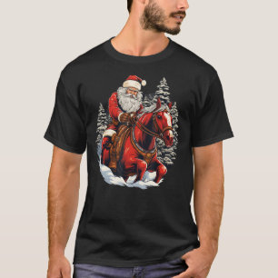 T-shirt Père Noël drôle à cheval pour des mers festives am