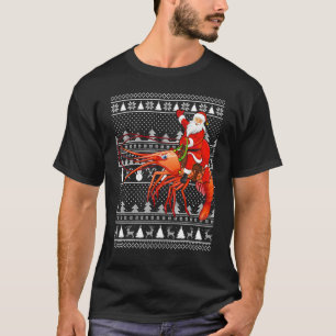T-shirt Père Noël drôle amateur de crevettes poisson cheva