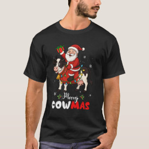 T-shirt Père Noël drôle chevauchant des cadeaux de vache p