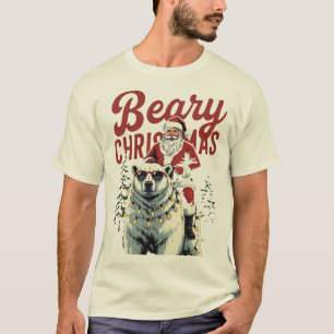 T-shirt Père Noël drôle chevauchant un ours polaire Joye