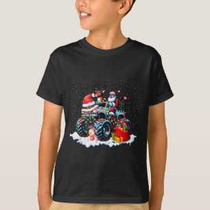 T-shirt Père Noël drôle conduisant un camion rouge monstre