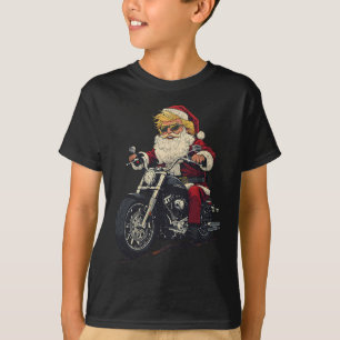 T-shirt Père Noël drôle de moto de Donald Trump à Noël