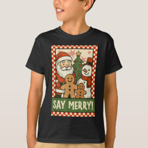 T-shirt Père Noël drôle de Noël Gâteau neige selfie S