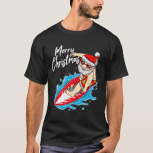 T-shirt Père Noël drôle de surf Père Noël de Noël hawaïen