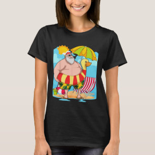 T-shirt Père Noël drôle d'été Hawaïen Tropical Noël