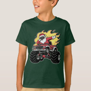 T-shirt Père Noël drôle en dabant sur un camion monstre Qu