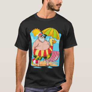 T-shirt Père Noël drôle Été Hawaïen Noël Tropical Tropical