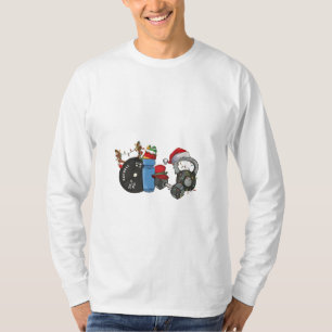 T-shirt Père Noël drôle haltères musculation gym Noël