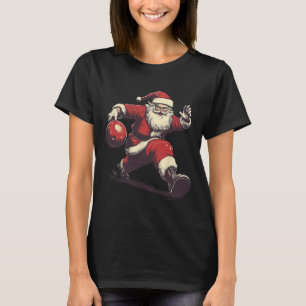 T-shirt Père Noël drôle Joueur de Bowling Noël Xmas P