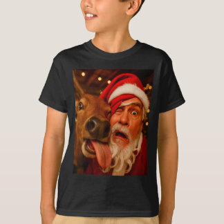 T-shirt Père Noël drôle selfie Renne Hommes Femmes Enfants