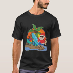 T-shirt Père Noël drôle surfeur Sunset Noël hawaïen