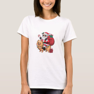 T-shirt Père Noël Éclairage de Noël équitation Chien de Po
