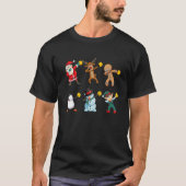 T-shirt Père Noël Elf Snowman Reindeer Dabbing Holding Bit (Devant)