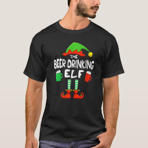 T-shirt Père Noël Elfe Buveur de Bière pour Famille Noël