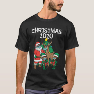 T-shirt Père Noël Elves Reindeer En Masque Noël 2020 Quara