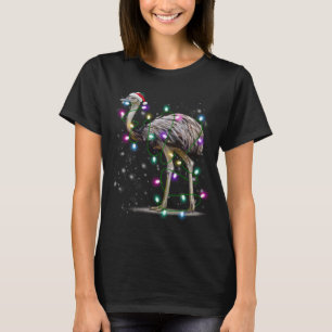 T-shirt Père Noël Emu Bird avec lumières de Noël Cadeau Fu