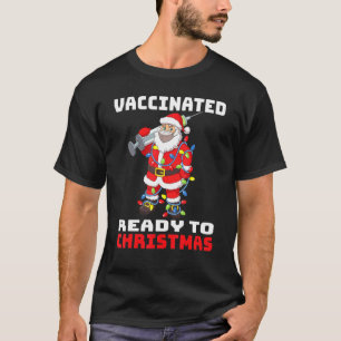 T-shirt Père Noël en masque illuminé vacciné prêt à Noël