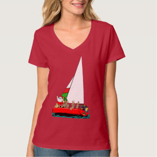 T-shirt père Noël en voilier à Noël