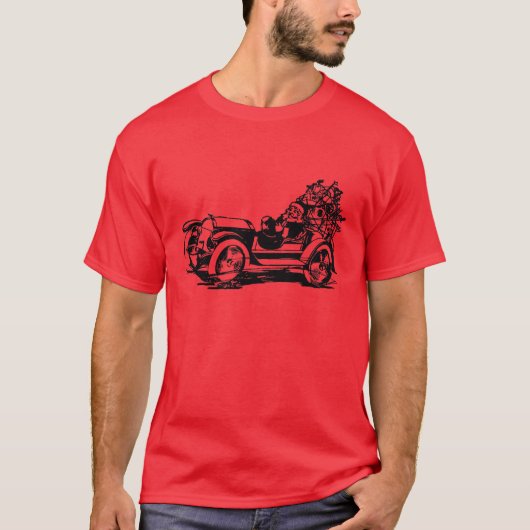 T-shirt Père Noël En Voiture Vintage (Devant)