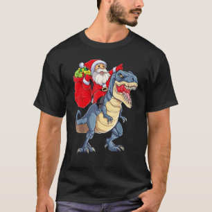T-shirt Père Noël équitation Dinosaur Rex Noël Noël Noël N