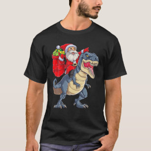 T-shirt père Noël équitation Dinosaur T Rex Cadeaux de