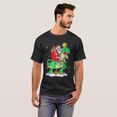 T-shirt Père Noël équitation Dinosaur T Rex Christmas Boys (Devant entier)