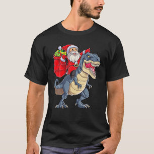 T-shirt Père Noël équitation Dinosaur T Rex Christmas Boys