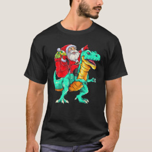 T-shirt Père Noël équitation Dinosaur T Rex Christmas Boys