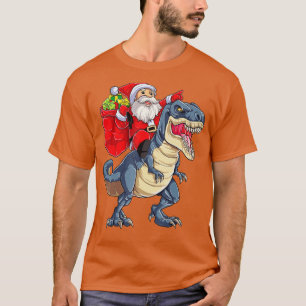 T-shirt Père Noël équitation Dinosaur T rex Christmas Boys