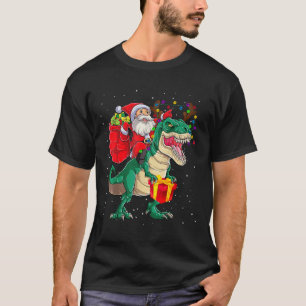 T-shirt Père Noël équitation Dinosaur T rex Funny Christma
