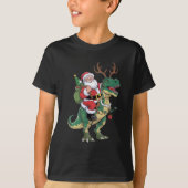 T-shirt Père Noël équitation Dinosaur T-Rex Noël Escadron (Devant)