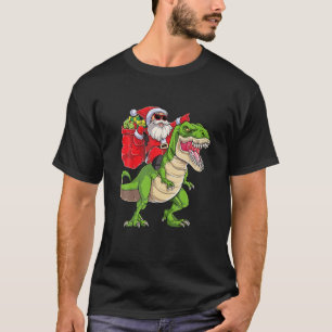 T-shirt Père Noël équitation Dinosaur T Rex Noël Garçons H
