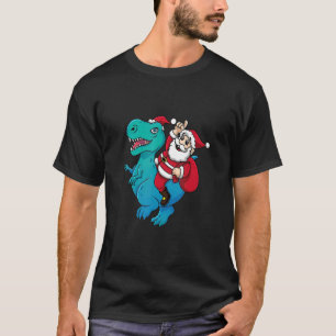 T-shirt Père Noël équitation Dinosaur T Rex Noël Noël Noël