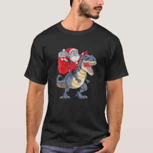 T-shirt Père Noël équitation Dinosaur T Rex Noël Père Noël