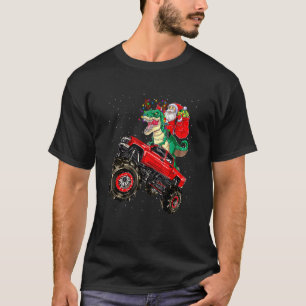 T-shirt Père Noël équitation Dinosaur Trex Monster Camion