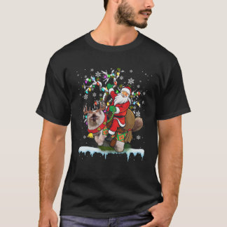 T-shirt Père Noël équitation Himalaya Chat Xmas Arbre Père