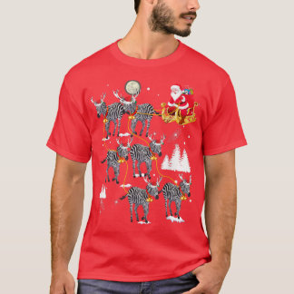 T-shirt Père Noël équitation Kawaii Zebra Noël Funny Kawai