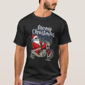 T-shirt Père Noël équitation moto Noël Pyjama X-Mas vélo (Devant)